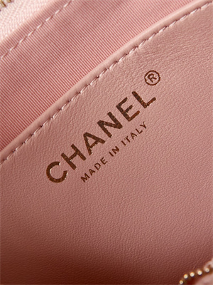 Cha.nel Hobo Bag Aged Calfskin Gold Tone Metal Pink AS4422