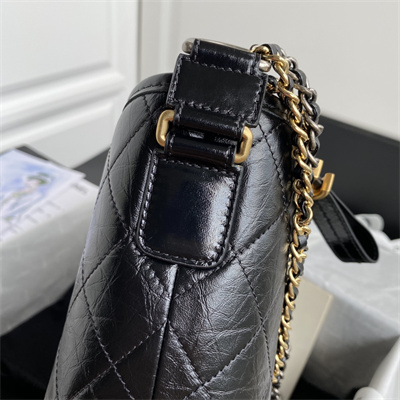 Cha.nel Large Gabrielle Hobo Bag Aged Calfskin Black A93824