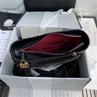 Cha.nel Large Gabrielle Hobo Bag Aged Calfskin Black A93824
