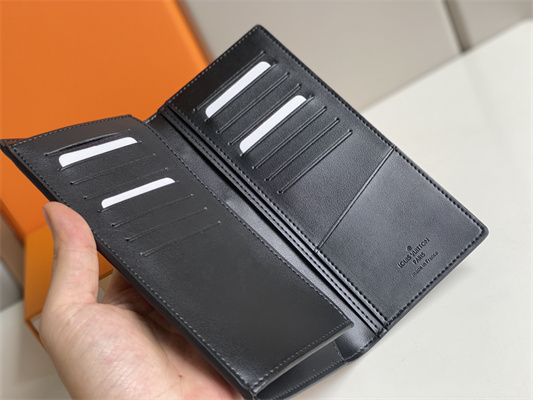 L.V Brazza Wallet Monogram Seal Cowhider Leather Black M80503