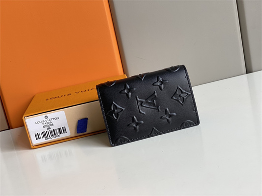 L.V Pocket Organizer Monogram Seal Cowhider Leather Black M80508