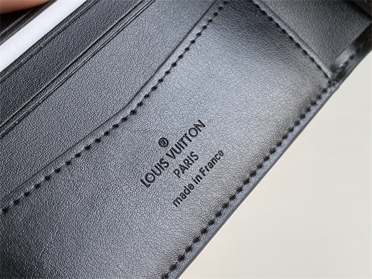 L.V Slender Wallet Monogram Seal Cowhider Leather Black M80520