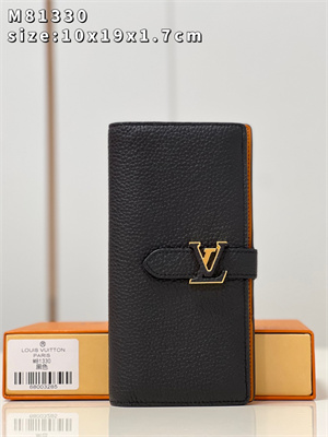 L.V Capucines Vertical Wallet Taurillon leather Black M81330