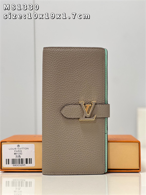 L.V Capucines Vertical Wallet Taurillon leather Tourterelle Grey M81330