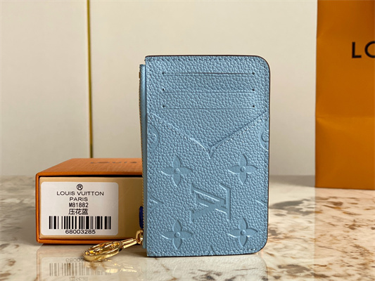 L.V Romy Card Holder Monogram Empreinte Leather Blue M81882