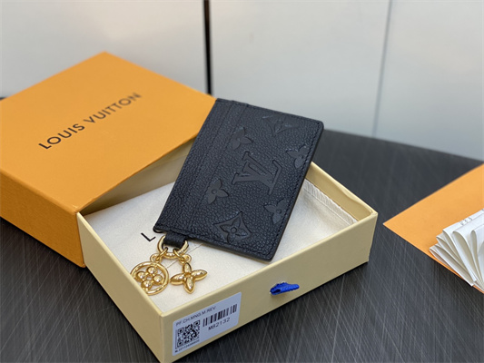 L.V Charms Card Holder Monogram Empreinte Black M82132