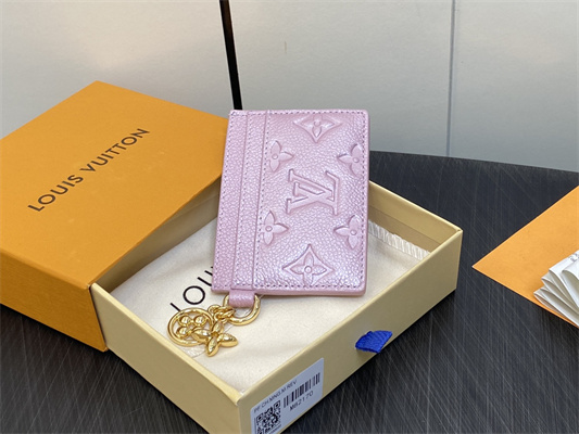 L.V Charms Card Holder Monogram Empreinte Iridescent Pink M82132