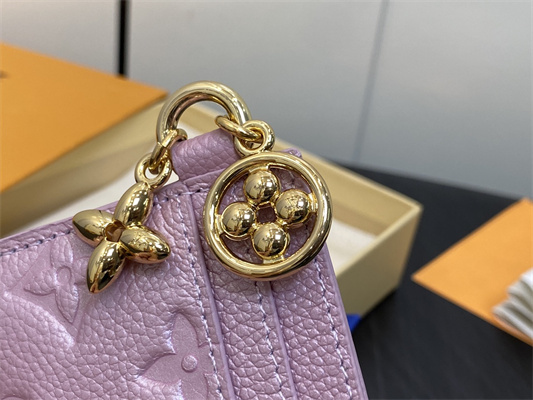L.V Charms Card Holder Monogram Empreinte Iridescent Pink M82132
