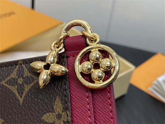 L.V Charms Card Holder Monogram Canvas Purple Red M82739