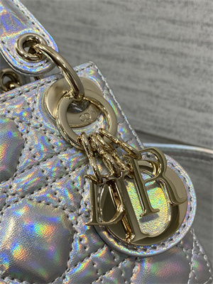 CD Micro Lady Di.or Bag Cannage Lambskin Gold Tone Metal Silver