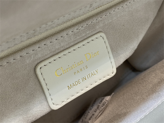 CD Small Lady Di.or My ABCDior Bag Cannage Lambskin Enamel Charms Gold Tone Metal White