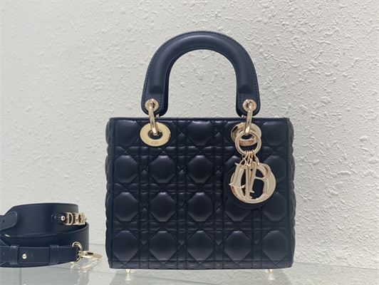 CD Small Lady Di.or My ABCDior Bag Cannage Lambskin Gold Tone Metal Black