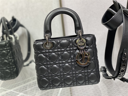 CD Small Lady Di.or My ABCDior Bag Cannage Lambskin Guncolor Tone Metal Black