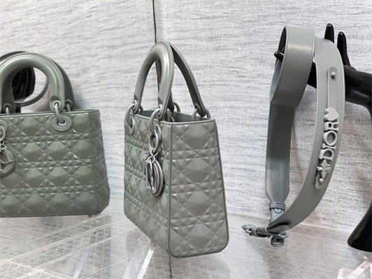 CD Small Lady Di.or My ABCDior Bag Cannage Calfskin With Diamond Motif Grey
