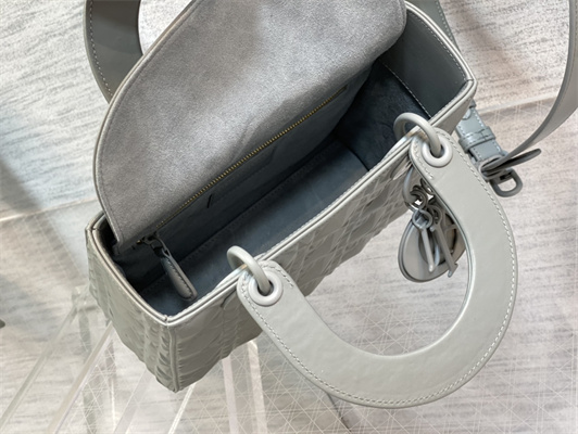 CD Small Lady Di.or My ABCDior Bag Cannage Calfskin With Diamond Motif Grey