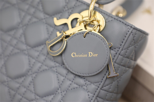 CD Small Lady Di.or My ABCDior Bag Cannage Lambskin Enamel Charms Gold Tone Metal Cloud Blue