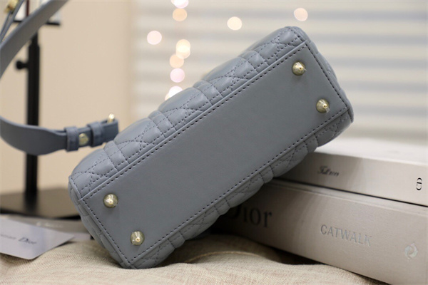 CD Small Lady Di.or My ABCDior Bag Cannage Lambskin Enamel Charms Gold Tone Metal Cloud Blue