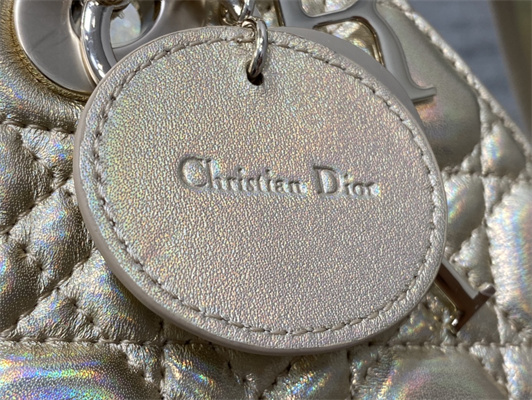 CD Small Lady Di.or My ABCDior Bag Cannage Lambskin Gold Tone Metal Champagne Gold