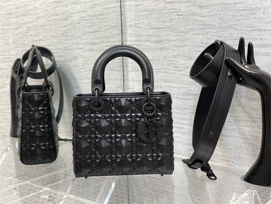 CD Small Lady Di.or My ABCDior Bag Cannage Calfskin With Diamond Motif Black