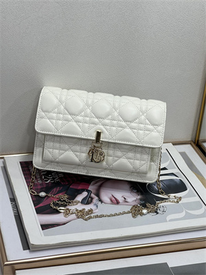 CD Miss Dior Chain Pouch Cannage Lambskin Latte
