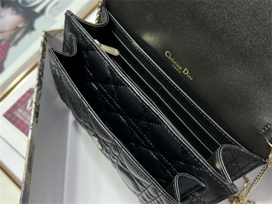 CD Miss Dior Chain Pouch Cannage Lambskin Black