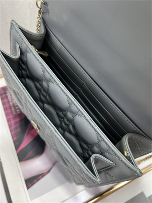 CD Miss Dior Chain Pouch Cannage Lambskin Stone Grey