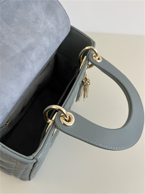 CD Small Lady Di.or My ABCDior Bag Cannage Lambskin Gold Tone Metal Stone Grey