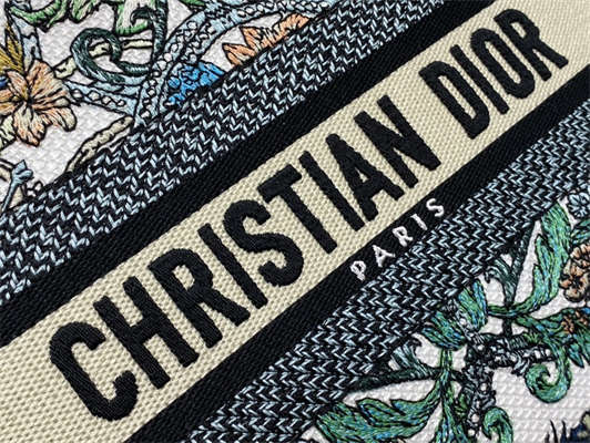 CD Medium Lady Di.or D-Lite Bag Toile de Jouy Embroidery Green Multicolor