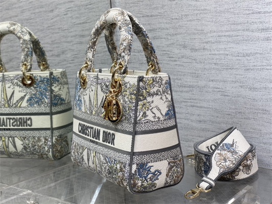 CD Medium Lady Di.or D-Lite Bag R??ve d’Infini  Embroidery White and Multicolor