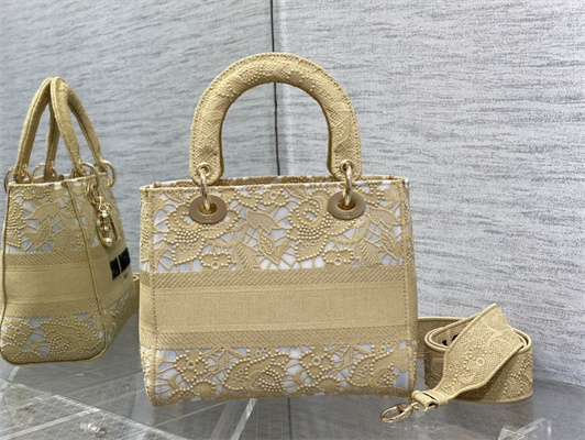 CD Medium Lady Di.or D-Lite Bag Nature D-Lace Macram?? Embroidery