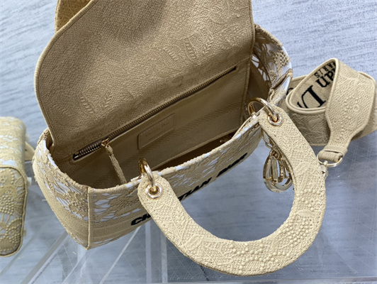 CD Medium Lady Di.or D-Lite Bag Nature D-Lace Macram?? Embroidery