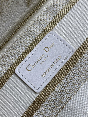 CD Medium Lady Di.or D-Lite Bag Butterfly Around The World Embroidery Gold Tone and White