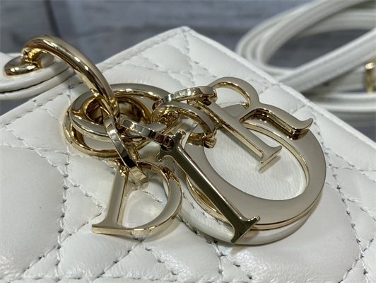 CD Lady D-Joy Micro Bag Cannage Lambskin Gold Tone Metal Latte