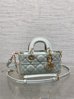CD Lady D-Joy Micro Bag Cannage Lambskin Gold Tone Metal Placid Blue