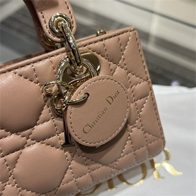 CD Lady D-Joy Micro Bag Cannage Lambskin Gold Tone Metal Rose Pink