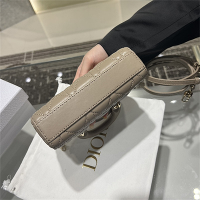 CD Lady D-Joy Micro Bag Cannage Lambskin Gold Tone Metal Taupe