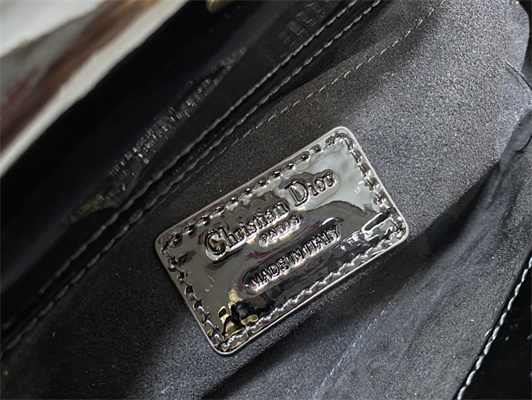 CD Small Lady D-Joy Bag Patent Cannage Calfskin Gold Tone Metal Black