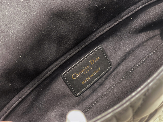 CD Small Lady D-Joy Bag Cannage Lambskin Gold Tone Metal Black