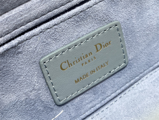 CD Small Lady D-Joy Bag Cannage Lambskin Gold Tone Metal Cloud Blue