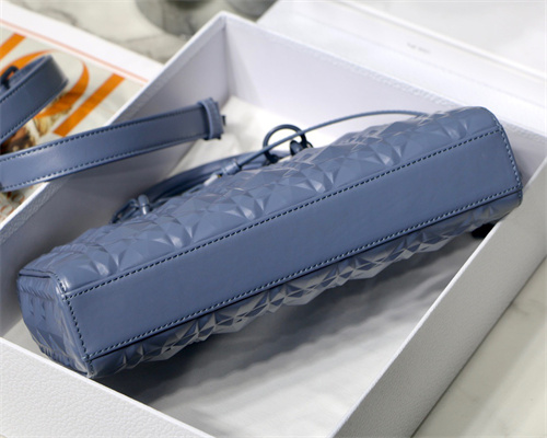 CD Medium Lady D-Joy Bag Cannage Calfskin With Diamond Motif Blue