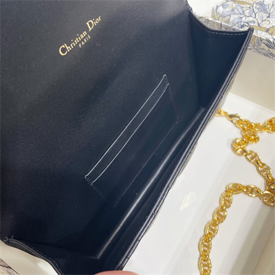 CD Caro Belt Pouch With Chain Supple Cannage Calfskin Gold Tone Metal Black