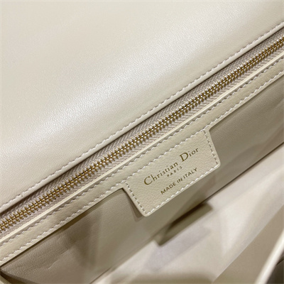 CD Large Di.or Caro Bag Supple Cannage Calfskin Gold Tone Metal Beige