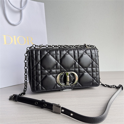 CD Medium Di.or Caro Bag Quilted Macrocannage Calfskin Guncolor Tone Metal Black