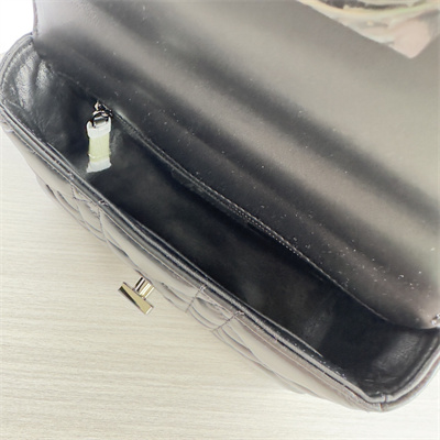 CD Small Di.or Caro Bag Quilted Macrocannage Calfskin Guncolor Tone Metal Black