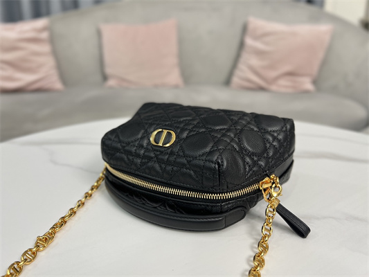 CD Caro D-Cosy Mini Bag Supple Cannage Calfskin Gold Tone Metal Black