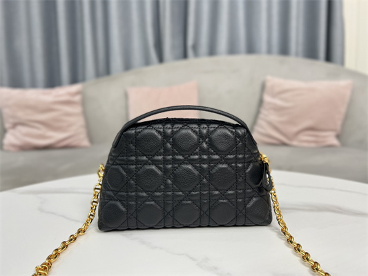 CD Caro D-Cosy Mini Bag Supple Cannage Calfskin Gold Tone Metal Black