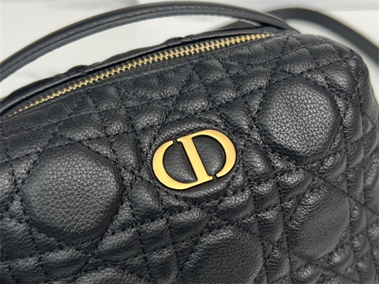 CD Caro D-Cosy Mini Bag Supple Cannage Calfskin Gold Tone Metal Black