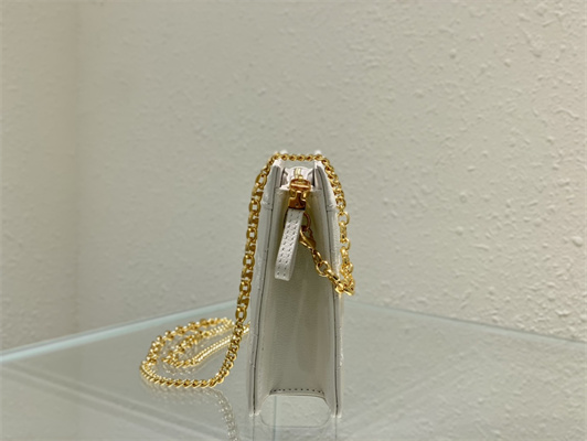 CD Caro Zipped Pouch Supple Cannage Calfskin Gold Tone Metal White