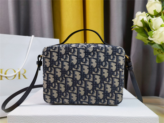 CD 30 Montaigne Box Bag Blue Oblique Jacquard Gold Tone Metal