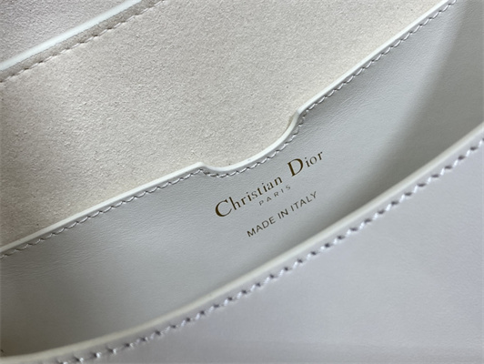 CD Large Di.or Bobby Bag Latte Box Calfskin With Blue Di.or Oblique Emb Shoulder Strap